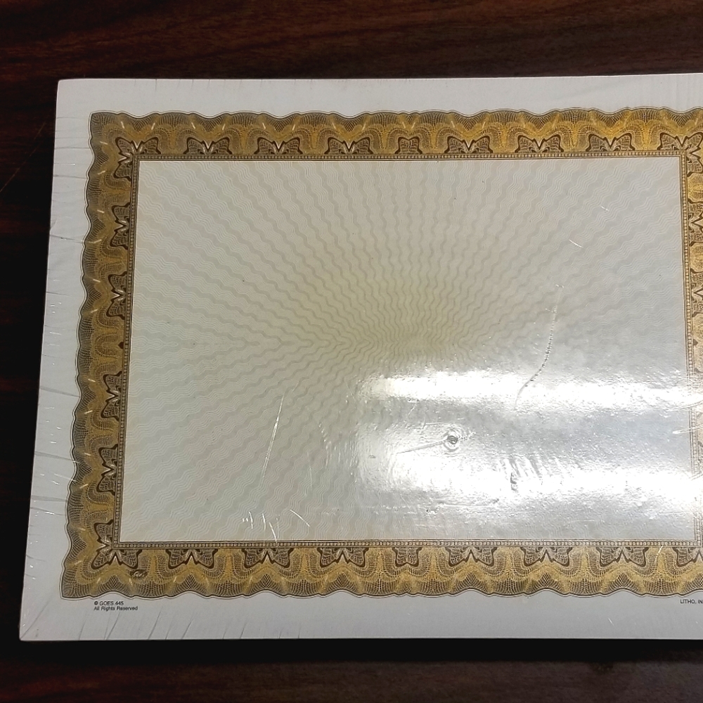 Blank Certificate of Award - pack of 500
